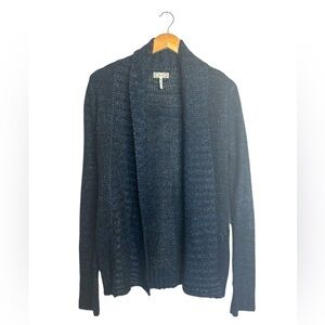 Women’s Blue With Gold Metallic Cardigan | Long Sleeve | Pockets | Size Small
